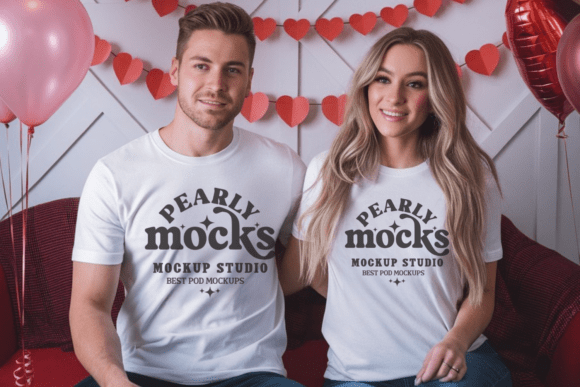 Valentine Couple T-Shirt Mockup: Free Graphics