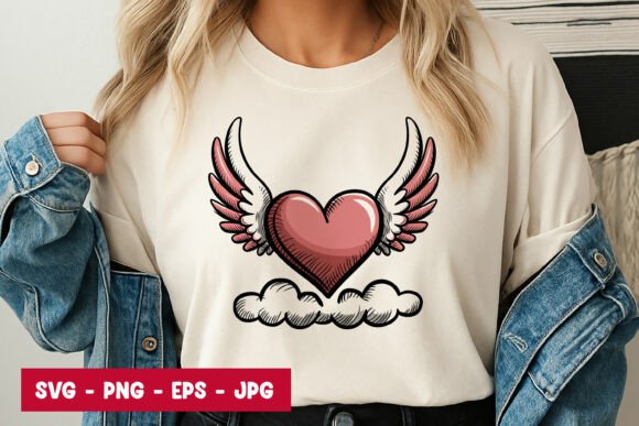 Winged Heart on Cloud Cute Love SVG PNG: Graphics Freebies Review